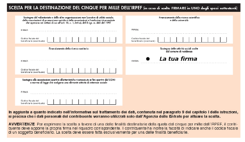 Scelta del 5 per mille al tuo Comune