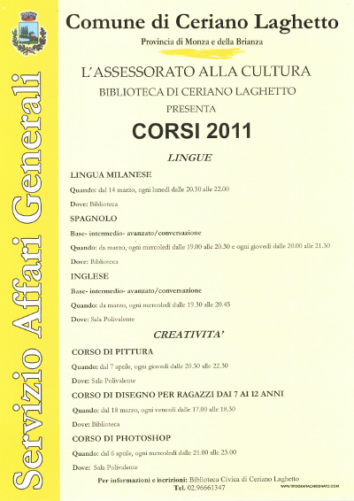 Manifesto dei corsi della biblioteca