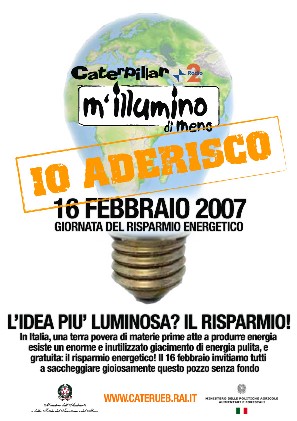 Immagine del volantino promozionale dell'iniziativa M'illumino di meno