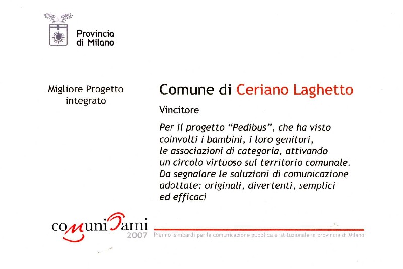 Immagine della pergamena del premio ComunicaMI