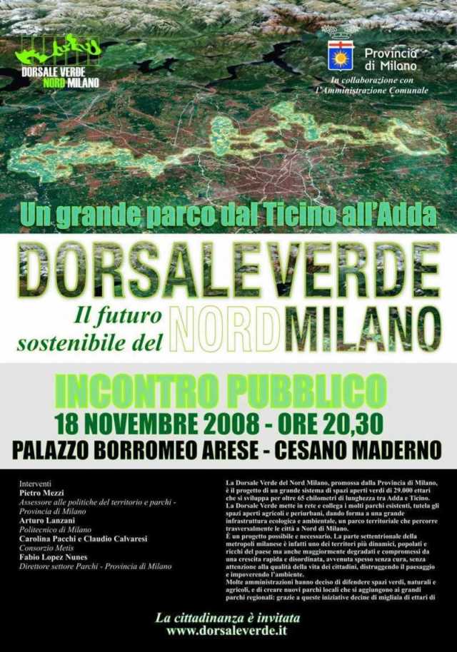 Immagine del manifesto per l'incontro sulla dorsale verde